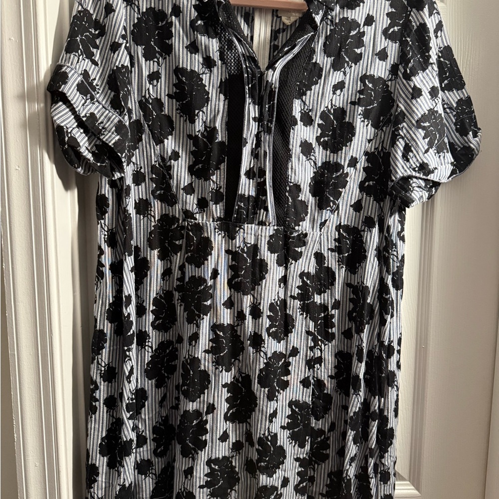 O'2nd Black Floral Striped Blouse